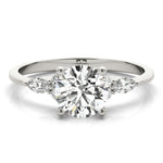 LUMEO Round Three Stone Diamond Engagement Ring Set in Platinum 