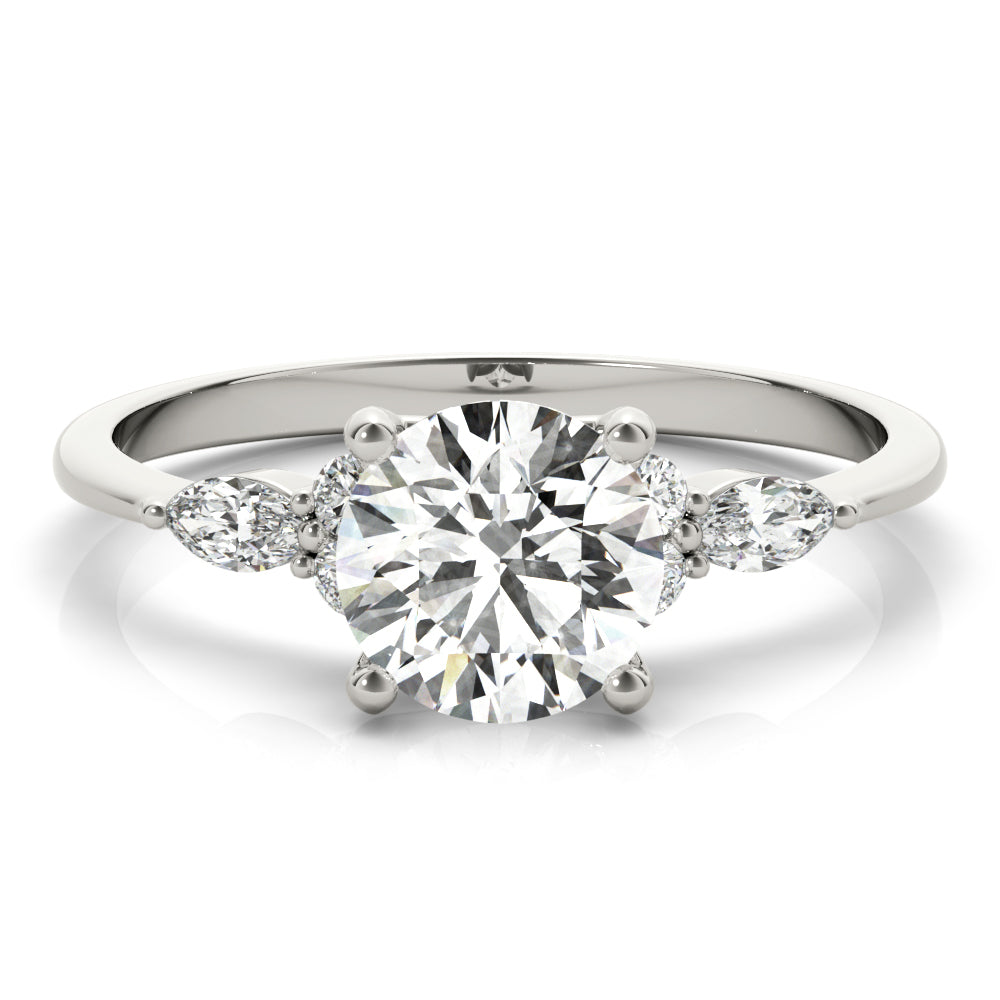 LUMEO Round Three Stone Diamond Engagement Ring Set in Platinum 