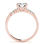 LUMEO Round Three Stone Diamond Engagement Ring Side View in 18k Solid Rose Gold 