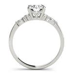 LUMEO Round Three Stone Diamond Engagement Ring Side View in Platinum 