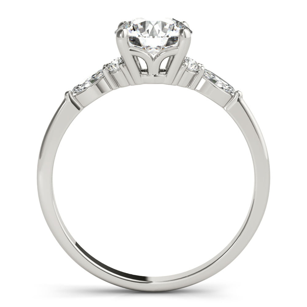 LUMEO Round Three Stone Diamond Engagement Ring Side View in Platinum 
