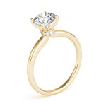 LUMEO Round Hidden Halo Diamond Engagement Ring Angle View in 18k Solid Yellow Gold 