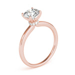 LUMEO Round Hidden Halo Diamond Engagement Ring Angle View in 18k Solid Rose Gold 