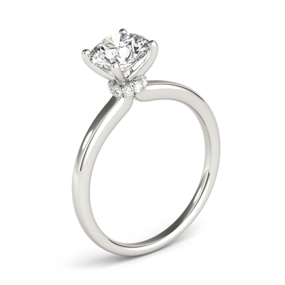 LUMEO Round Hidden Halo Diamond Engagement Ring Angle View in Platinum 