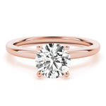 LUMEO Round Hidden Halo Diamond Engagement Ring Set in 18k Solid Rose Gold 
