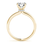 LUMEO Round Hidden Halo Diamond Engagement Ring Side View in 18k Solid Yellow Gold 