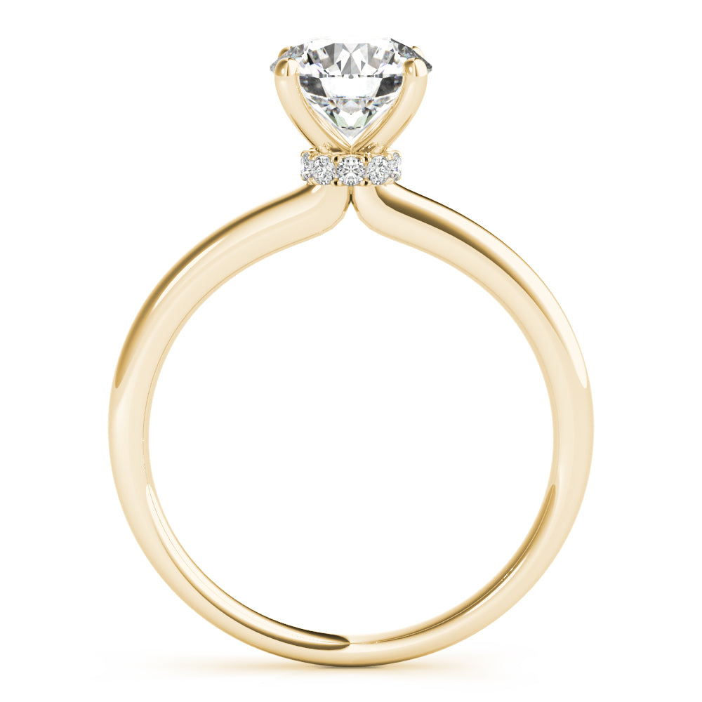 LUMEO Round Hidden Halo Diamond Engagement Ring Side View in 18k Solid Yellow Gold 