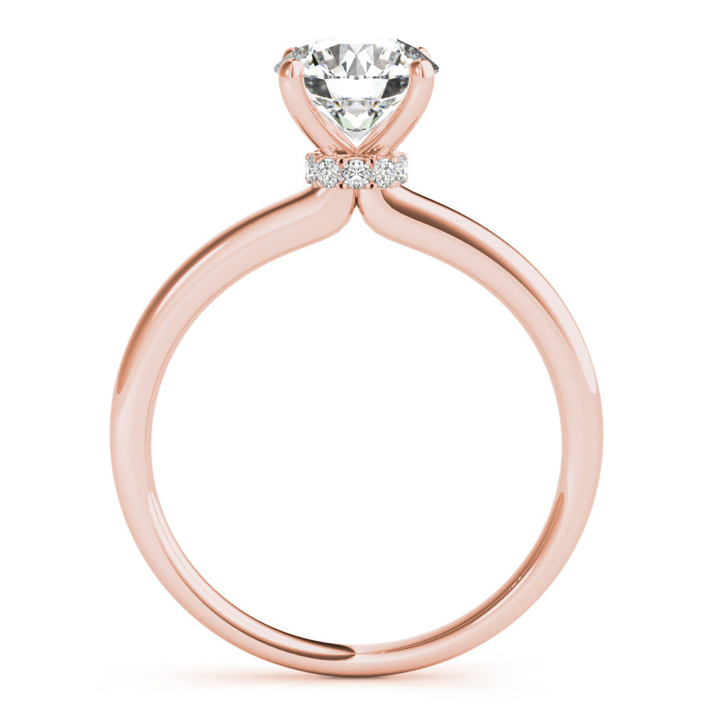 LUMEO Round Hidden Halo Diamond Engagement Ring Side View in 18k Solid Rose Gold 