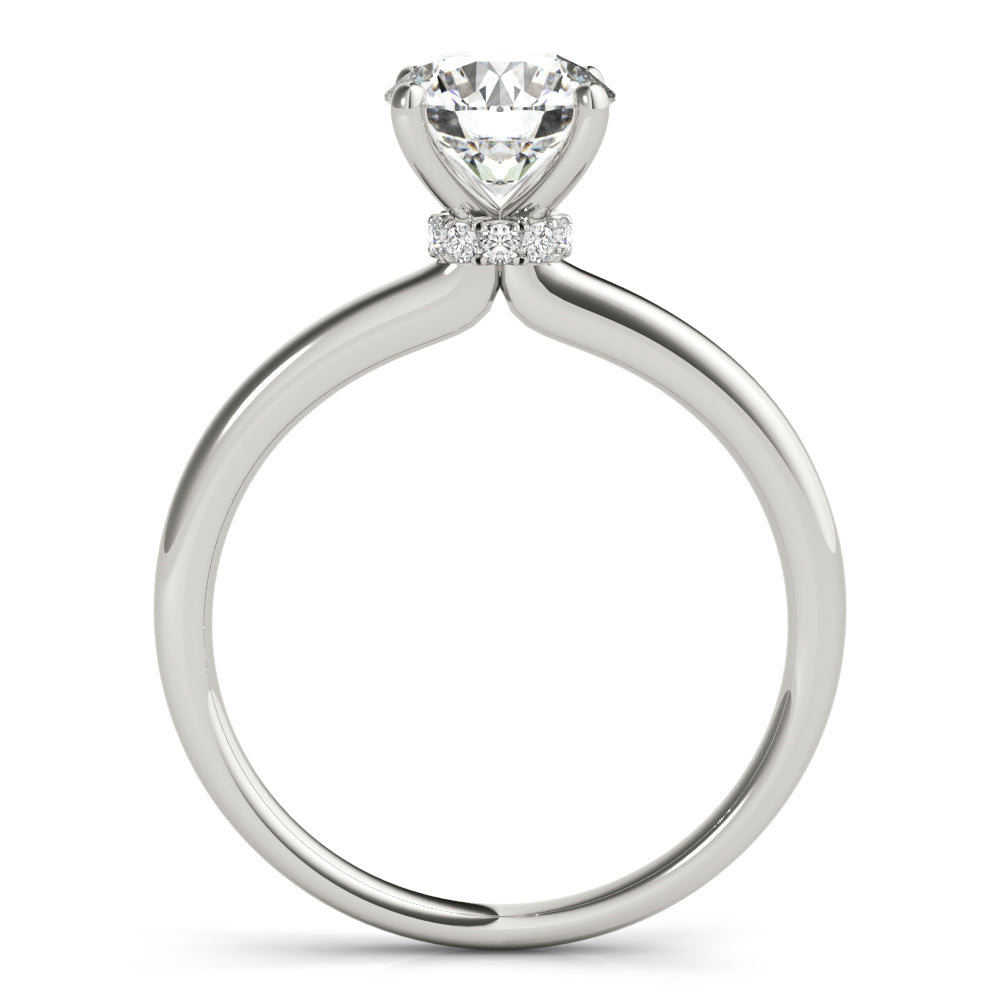LUMEO Round Hidden Halo Diamond Engagement Ring Side View in Platinum 