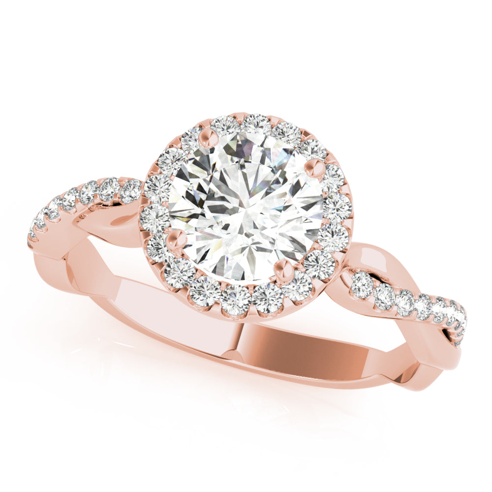 LUMEO Round Halo Diamond Engagement Ring Front View in 18k Solid Rose Gold 