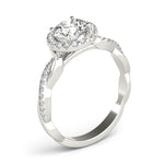 LUMEO Round Halo Diamond Engagement Ring Angle View in Platinum 