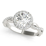 LUMEO Round Halo Diamond Engagement Ring Front View in Platinum 