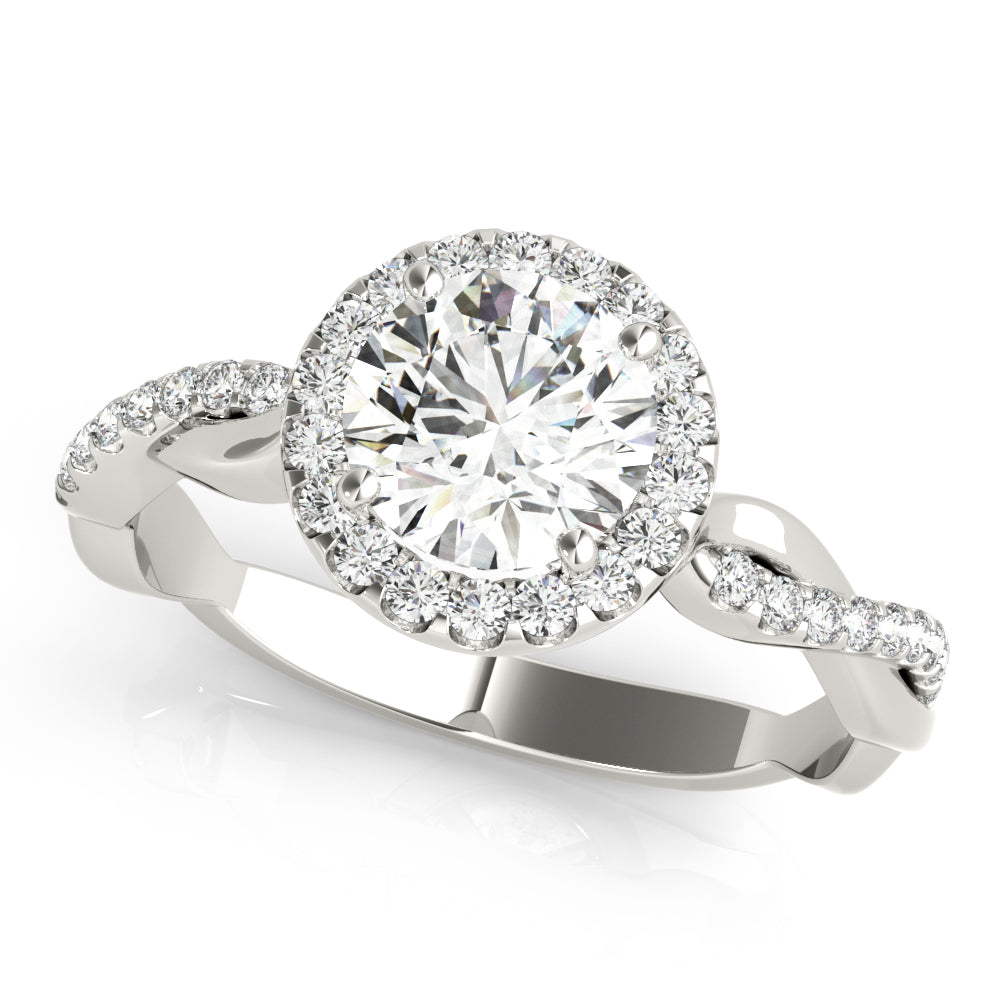 LUMEO Round Halo Diamond Engagement Ring Front View in Platinum 