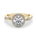 LUMEO Round Halo Diamond Engagement Ring Set in 18k Solid Yellow Gold 
