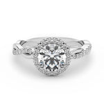 LUMEO Round Halo Diamond Engagement Ring Set in Platinum 