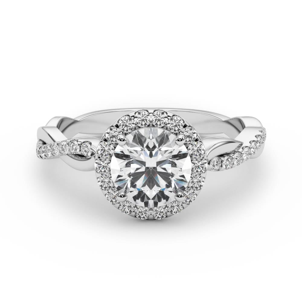 LUMEO Round Halo Diamond Engagement Ring Set in Platinum 