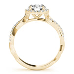 LUMEO Round Halo Diamond Engagement Ring Side View in 18k Solid Yellow Gold 