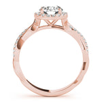 LUMEO Round Halo Diamond Engagement Ring Side View in 18k Solid Rose Gold 
