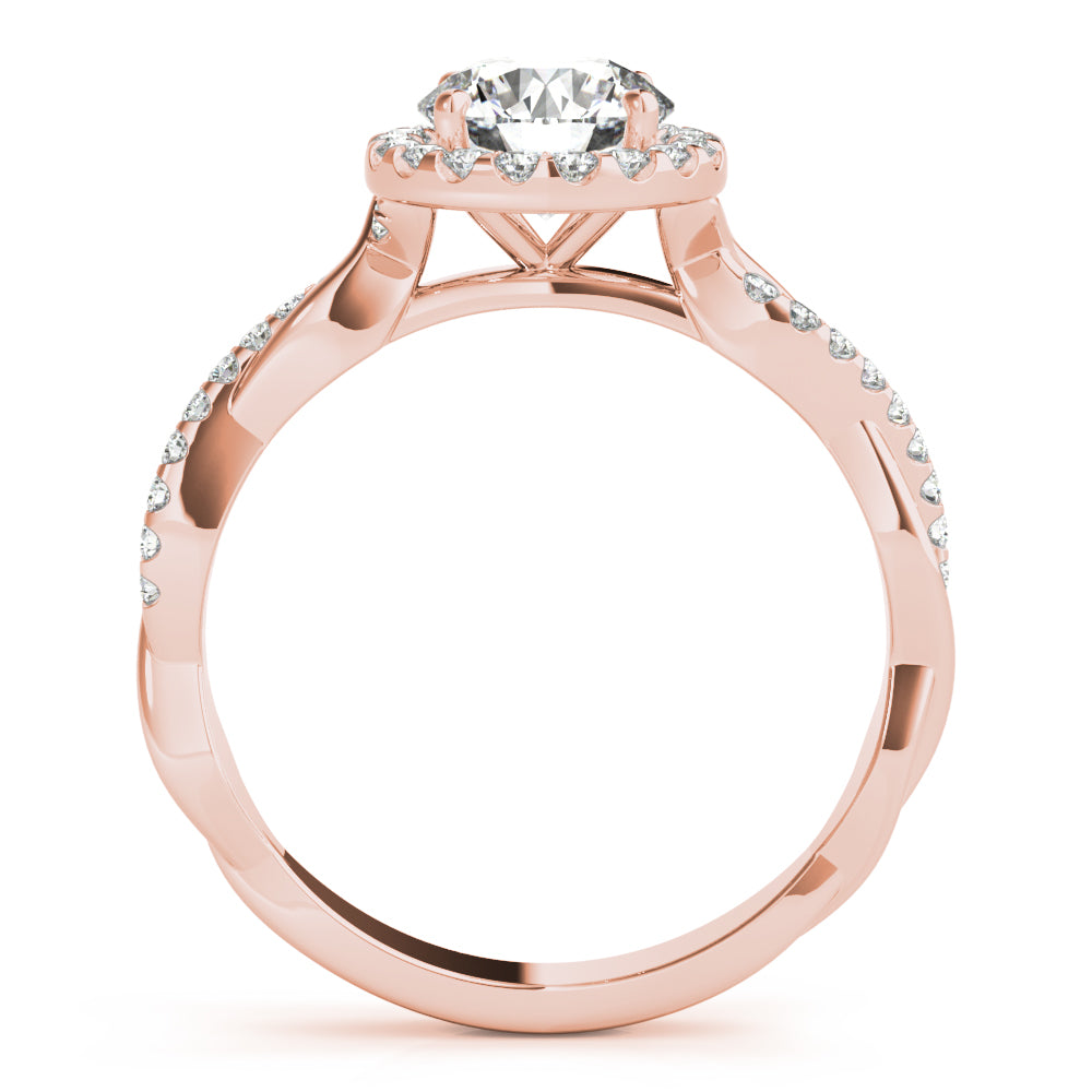 LUMEO Round Halo Diamond Engagement Ring Side View in 18k Solid Rose Gold 