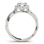LUMEO Round Halo Diamond Engagement Ring Side View in Platinum 