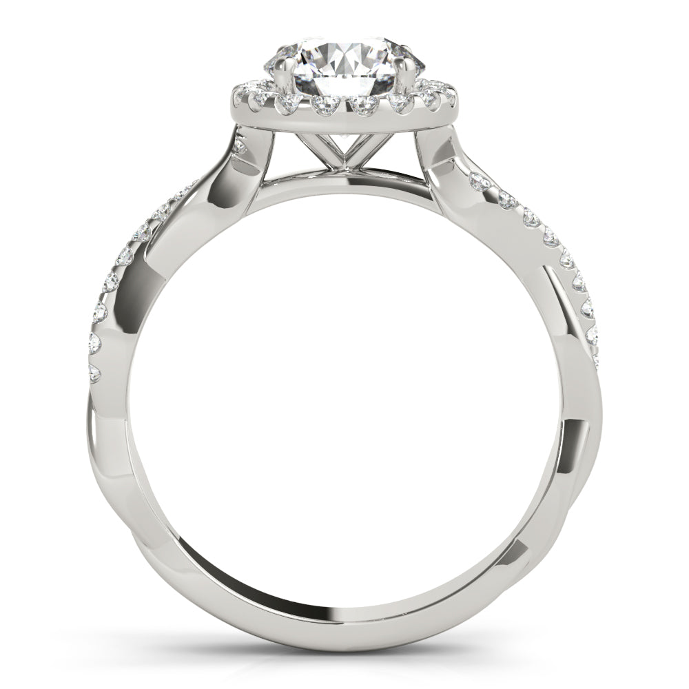 LUMEO Round Halo Diamond Engagement Ring Side View in Platinum 
