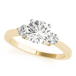 LUMEO Round Three Stone Diamond Engagement Ring Front View in 18k Solid Yellow Gold 