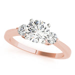 LUMEO Round Three Stone Diamond Engagement Ring Front View in 18k Solid Rose Gold 