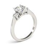 LUMEO Round Three Stone Diamond Engagement Ring Angle View in Platinum 