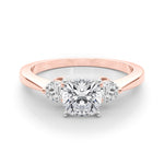 LUMEO Cushion Three Stone Diamond Engagement Ring Set in 18k Solid Rose Gold 