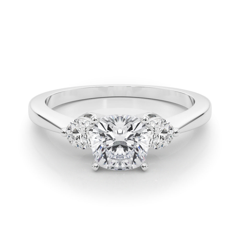 LUMEO Cushion Three Stone Diamond Engagement Ring Set in Platinum 