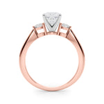 LUMEO Cushion Three Stone Diamond Engagement Ring Side View in 18k Solid Rose Gold 