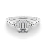 LUMEO Emerald Three Stone Diamond Engagement Ring Set in Platinum 