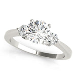 LUMEO Round Three Stone Diamond Engagement Ring Front View in Platinum 