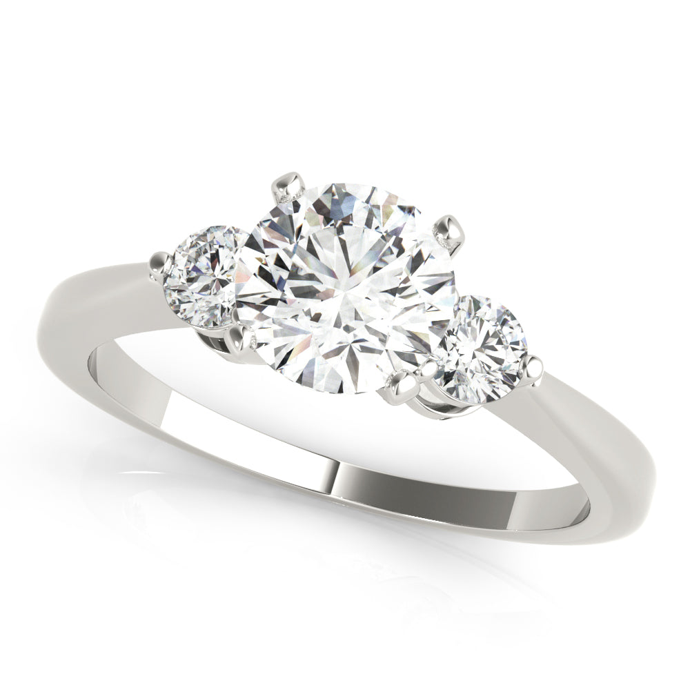 LUMEO Round Three Stone Diamond Engagement Ring Front View in Platinum 