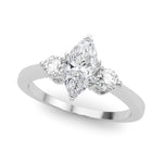 LUMEO Marquise Three Stone Diamond Engagement Ring Front View in Platinum 