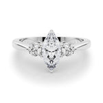 LUMEO Marquise Three Stone Diamond Engagement Ring Set in Platinum 