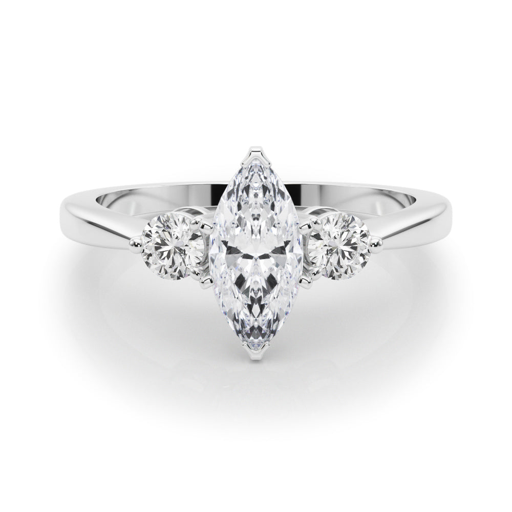 LUMEO Marquise Three Stone Diamond Engagement Ring Set in Platinum 