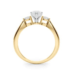 LUMEO Marquise Three Stone Diamond Engagement Ring Side View in 18k Solid Yellow Gold 