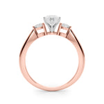LUMEO Marquise Three Stone Diamond Engagement Ring Side View in 18k Solid Rose Gold 
