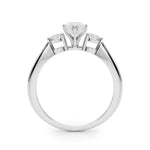 LUMEO Marquise Three Stone Diamond Engagement Ring Side View in Platinum 