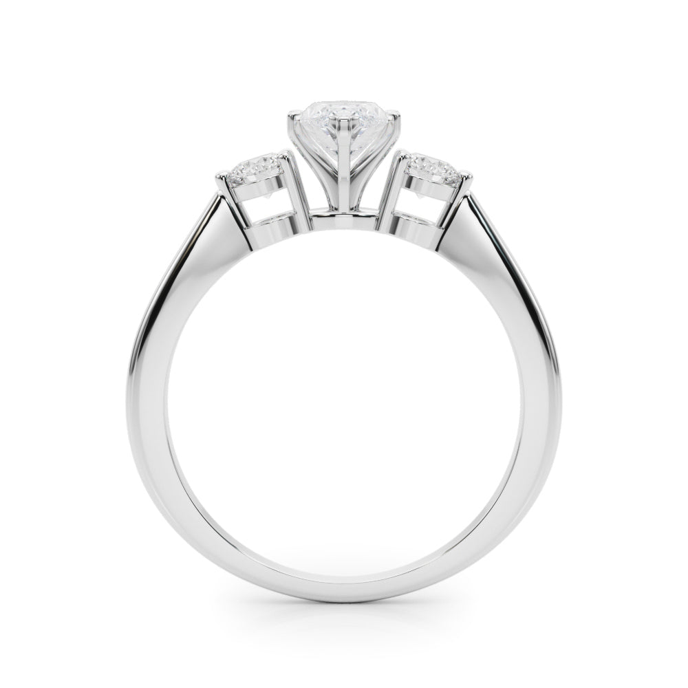 LUMEO Marquise Three Stone Diamond Engagement Ring Side View in Platinum 
