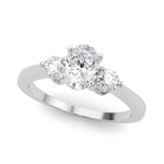 LUMEO Oval Three Stone Diamond Engagement Ring Front View in Platinum 