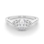 LUMEO Oval Three Stone Diamond Engagement Ring Set in Platinum 
