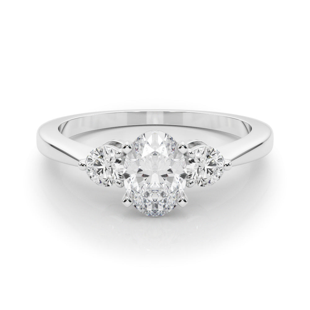LUMEO Oval Three Stone Diamond Engagement Ring Set in Platinum 