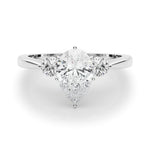 LUMEO Pear Three Stone Diamond Engagement Ring Set in Platinum 
