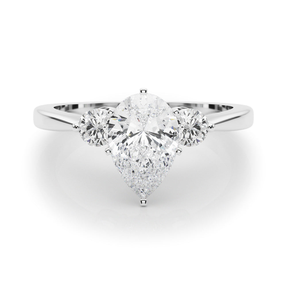 LUMEO Pear Three Stone Diamond Engagement Ring Set in Platinum 