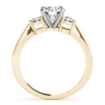 LUMEO Round Three Stone Diamond Engagement Ring Side View in 18k Solid Yellow Gold 