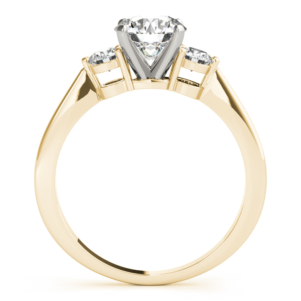 LUMEO Round Three Stone Diamond Engagement Ring Side View in 18k Solid Yellow Gold 