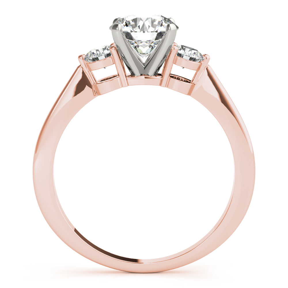 LUMEO Round Three Stone Diamond Engagement Ring Side View in 18k Solid Rose Gold 