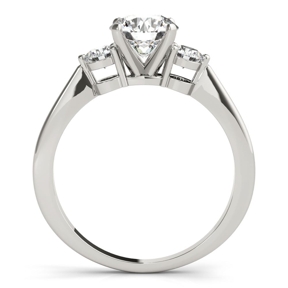 LUMEO Round Three Stone Diamond Engagement Ring Side View in Platinum 
